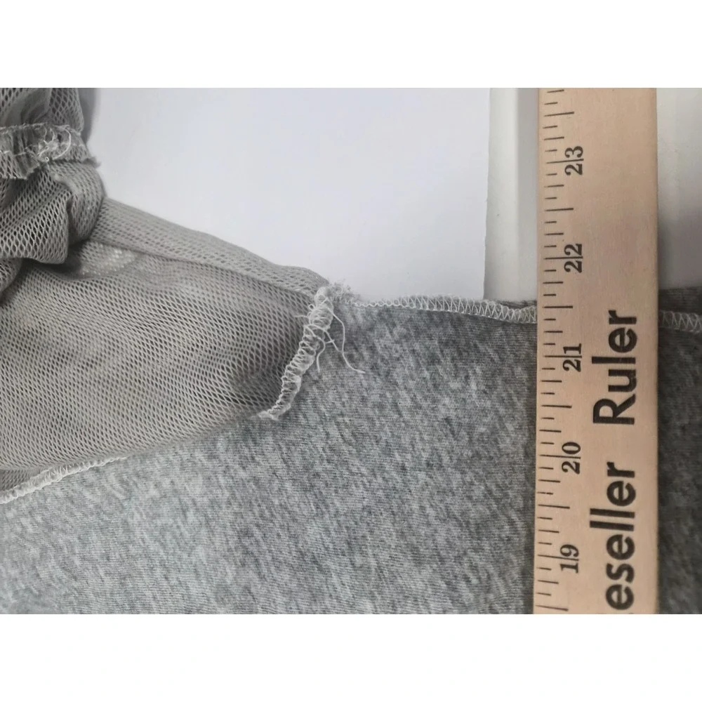 Free‎ People Oversized Boho Top Grey Mesh Bell Sleeve Size Small Petite